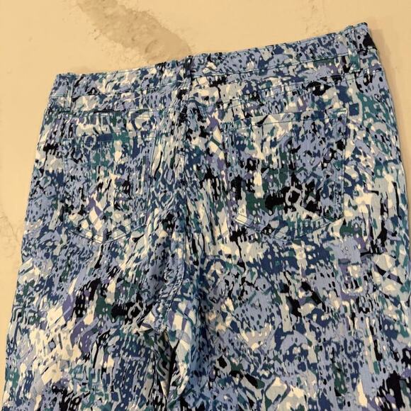Nine West Chrystie Capri Pants Women's 16 Multicolor Blue Mid Rise Soft Twill - Picture 6 of 7